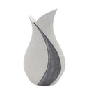 10" Gray & Off-White Tulip Ceramic Vase with Sequins – Elegant Home Decor Accent
