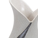 10" Gray & Off-White Tulip Ceramic Vase with Sequins – Elegant Home Decor Accent