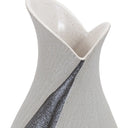 10" Gray & Off-White Tulip Ceramic Vase with Sequins – Elegant Home Decor Accent