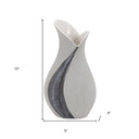 10" Gray & Off-White Tulip Ceramic Vase with Sequins – Elegant Home Decor Accent