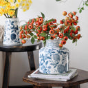 Hand-Painted Blue and White Porcelain Vase – Pomegranate Design, Ceramic Flower Vase for Home Décor, Table Centerpiece