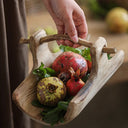 Rustic Wooden Serving Tray – Handmade Paulownia Wood Platter | Farmhouse Fruit & Cheese Board | Natural Home Decor Accent
