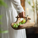 Rustic Wooden Serving Tray – Handmade Paulownia Wood Platter | Farmhouse Fruit & Cheese Board | Natural Home Decor Accent