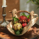 Close-up of eco-friendly rustic wooden serving tray