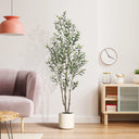 Faux Olive Tree with White Planter – Multi-Trunk Artificial Floor Plant