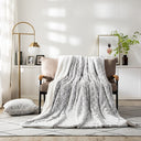 DaDa Bedding Luxury Faux Fur Throw Blanket in Milky White & Purple, Reversible Sherpa