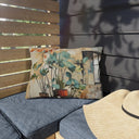 Rustic Botanical Throw Pillow in Garden Setting