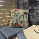 Rustic Botanical Throw Pillow in Cozy Living Room