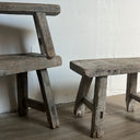 100-year-old reclaimed wood stool as décor inspiration