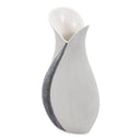 10" Gray & Off-White Tulip Ceramic Vase with Sequins – Elegant Home Decor Accent