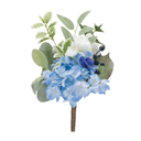DIY floral arrangement with blue and green floral picks
