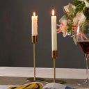 Set of 2 Minimalist Gold Metal Candle Holders – Tapered Candle Stands