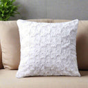 DaDa Bedding Luxury White Rose Swirl Faux Fur Pillow Cover – Ultra Soft, Plush Euro Cushion for Bed & Sofa (18x18 or 26x26)
