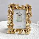 Vintage Ginkgo Leaf-Inspired Golden Photo Frame – Metallic Accent for Table or Wall