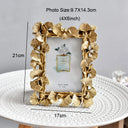 Vintage Ginkgo Leaf-Inspired Golden Photo Frame – Metallic Accent for Table or Wall