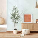 Faux Olive Tree with White Planter – Multi-Trunk Artificial Floor Plant