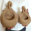 Natural Woven Wall-Mounted Storage Basket – Handcrafted Rattan Organizer