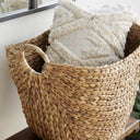 Handwoven Cotton Storage Basket with Leather Handles