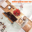 Bamboo Bathtub Tray – Expandable Caddy for Wine, Book & Spa Essentials