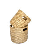 Set of 2 handmade rustic woven baskets with handles for home decor