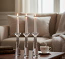 Sparkling crystal candle holder set on dining table