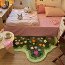 Cute Green Moss Floral Bathroom Runner Rug | 24x47