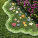 Cute Green Moss Floral Bathroom Runner Rug | 24x47