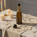 Airtight Wine and Champagne Bottle Stopper styled beside a champagne bottle and crystal flutes on a marble surface