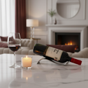 Minimalist Bottle Holder with red wine bottle resting neck-down on a marble countertop in a modern home setting