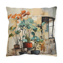 Rustic Botanical Throw Pillow – Indoor & Outdoor Decorative Pillow, UV & Water-Resistant for Patio, Garden & Home