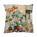 Rustic Botanical Throw Pillow – Indoor & Outdoor Decorative Pillow, UV & Water-Resistant for Patio, Garden & Home